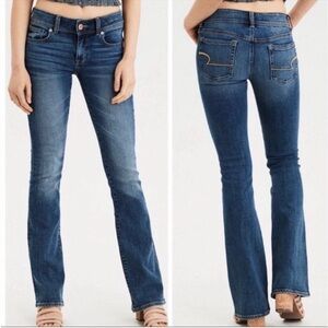 Dark Blue Bootcut Women's Jeans- Low Rise